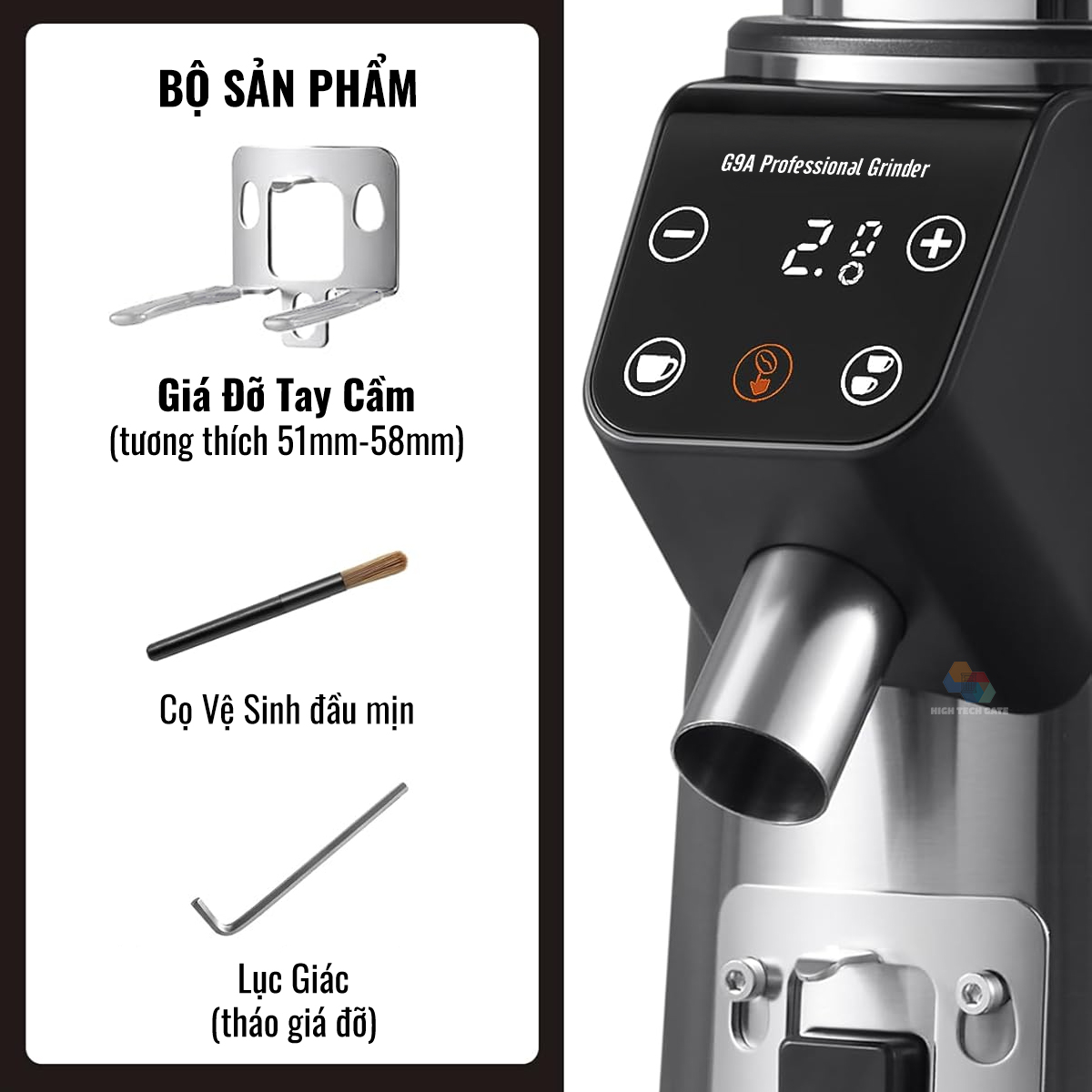 Máy Xay Cà Phê G9A Tự Động 2 Lập Trình, 100 Cấp Xay Cực Mịn, Thương Mại Chuyên Nghiệp, Bản Nâng Cấp, hàng chính hãng