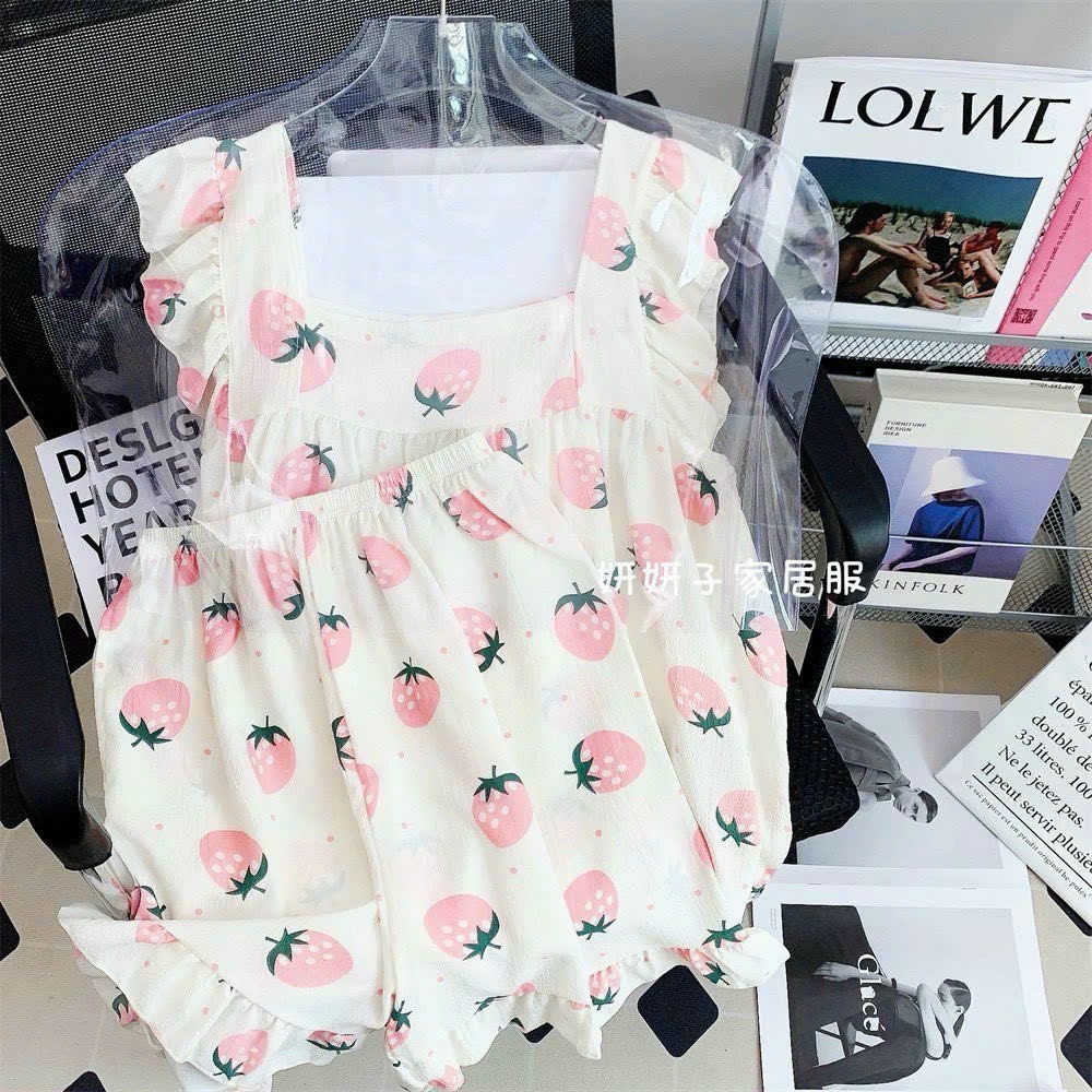 Bộ đồ ngủ 1241 đũi cotton mát nhiều hoạ tiết dễ thương