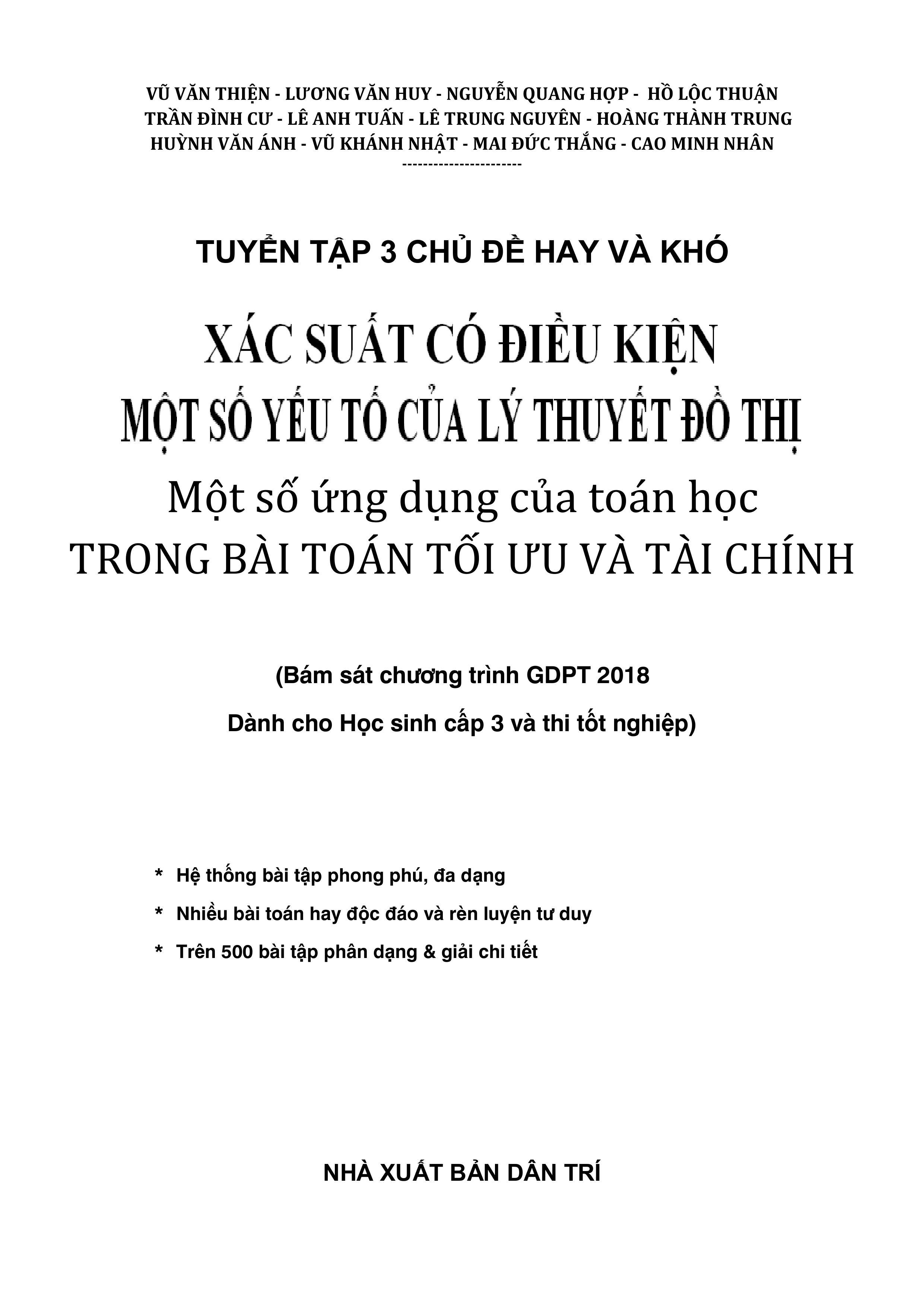Sách - Tuyển Tập 3 Chủ Đề Hay Và Khó Xác Suất Có Điều Kiện Một Số Yếu Tố Của Lý Thuyết Đồ Thị