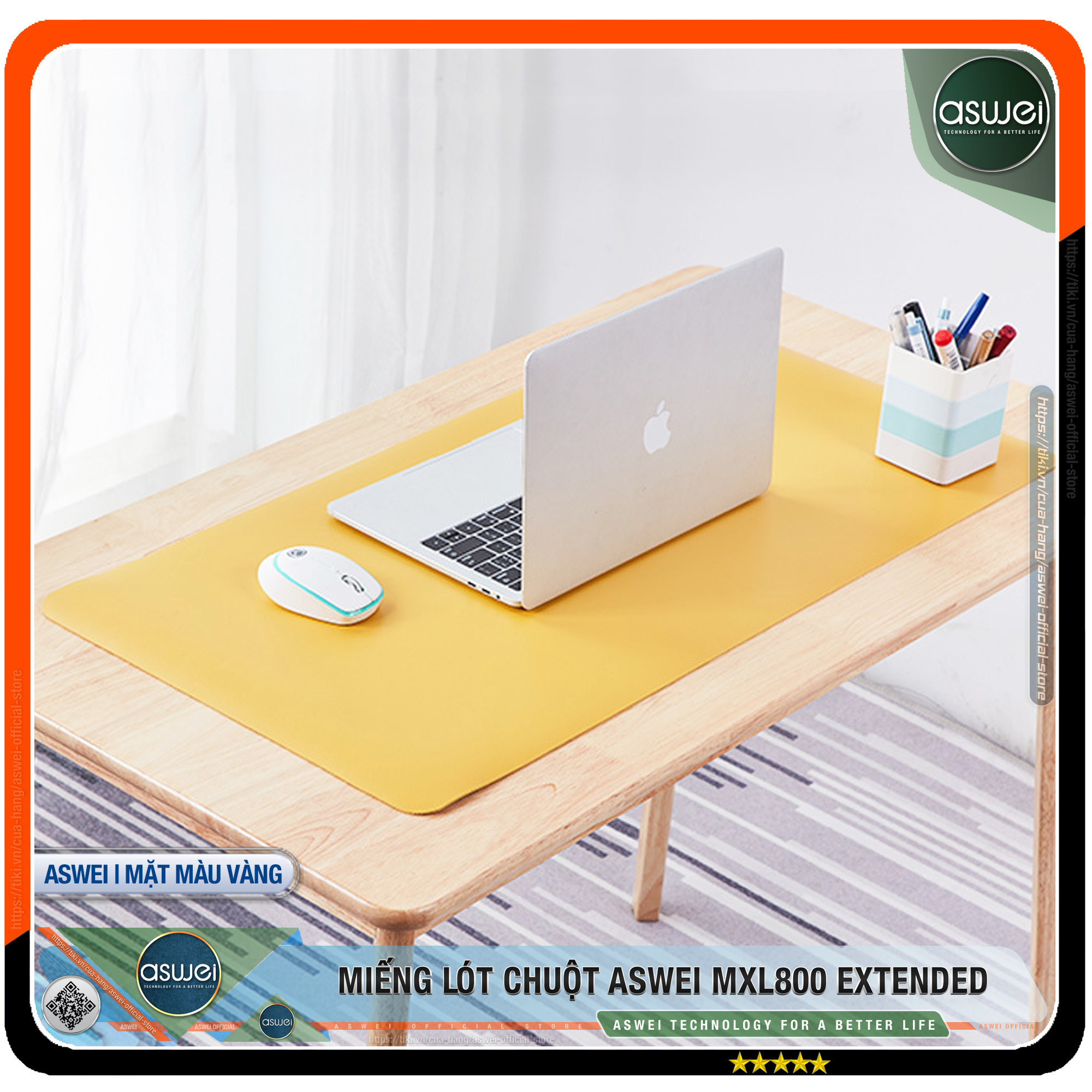 Lót Chuột ASWEI - Pad Chuột MXL800 Extended 80x40 - Miếng Lót Chuột Sử Dụng 2 Mặt Tiện Lợi - Chất Liệu Da Pu Cao Cấp - Tấm Lót Chuột Chống Nhăn, Không Thấm Nước - Hàng Chính Hãng