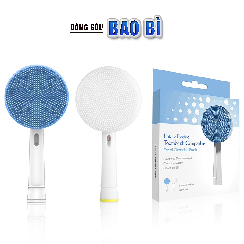 Dụng cụ đầu Silicone chăm sóc da mặt tẩy trang, làm sạch, mát xa mặt, tẩy da chết gắn máy đánh răng điện Oral B MIHOCO Braun