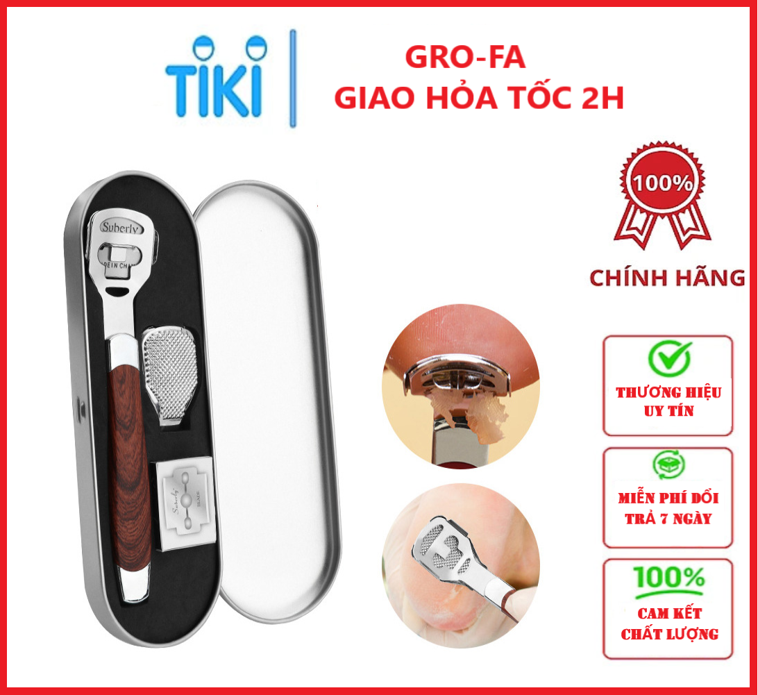 Dụng Cụ Mài, Chà Gót Chân Tẩy Da Chết Inox Có Kèm Hộp Dao - Hàng Chính Hãng GROFA