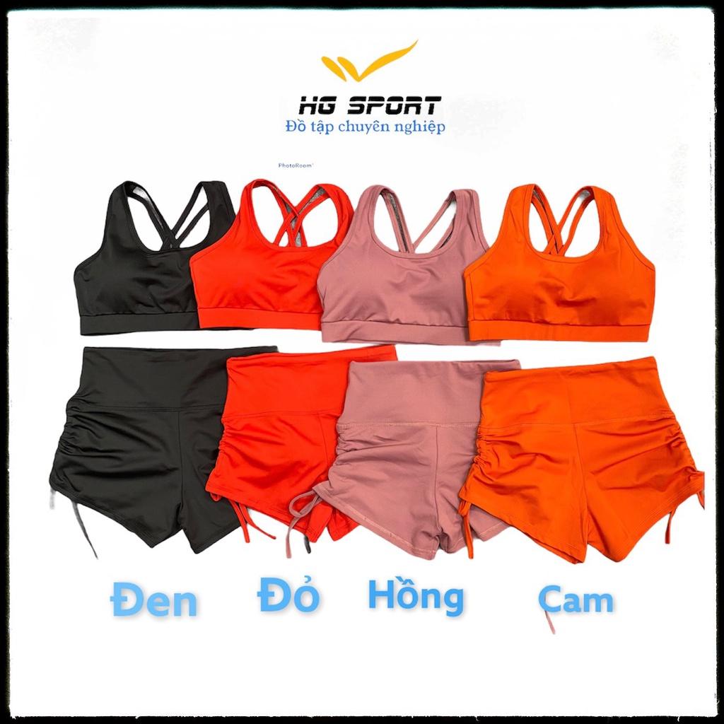 Đồ tập Gym Yoga Nữ Áo Bra Kèm Mút Quần Đùi Dây rút Hg Sport BD106