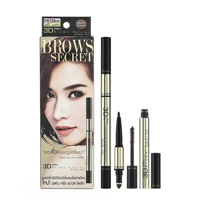 Chì kẻ mày Mistine 3D Brows Secret Brow Set tặng móc khóa