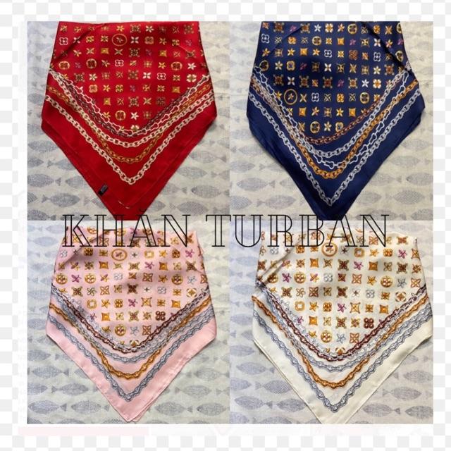 Khăn turban lụa vuông cao cấp choàng cổ size 70x70cm thanh lịch đa năng dùng làm áo yếm in hoa văn