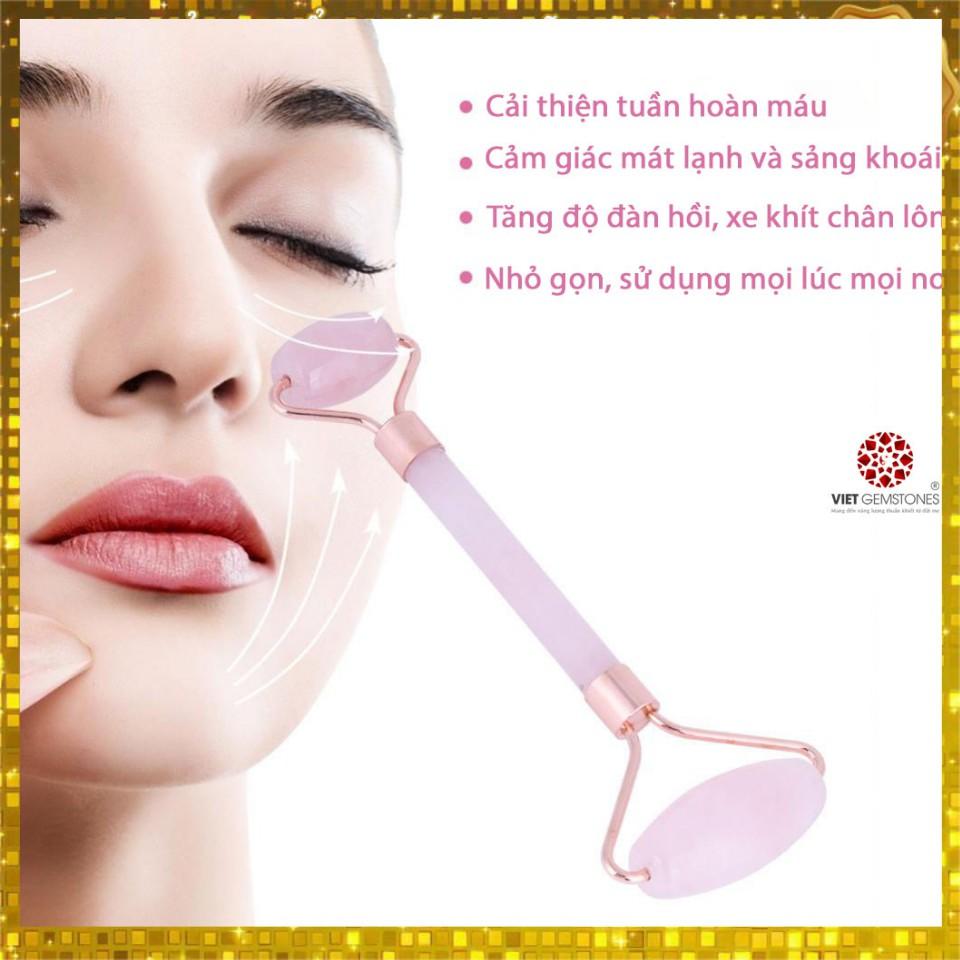 Thanh lăn Massage ️ đá thạch anh hồng -TL01- trẻ hóa làn da