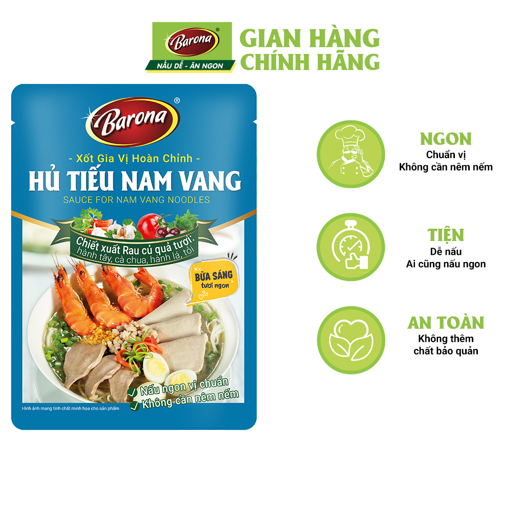 Combo 3 gói Gia Vị Hoàn Chỉnh Barona - Hủ Tiếu Nam Vang 80g