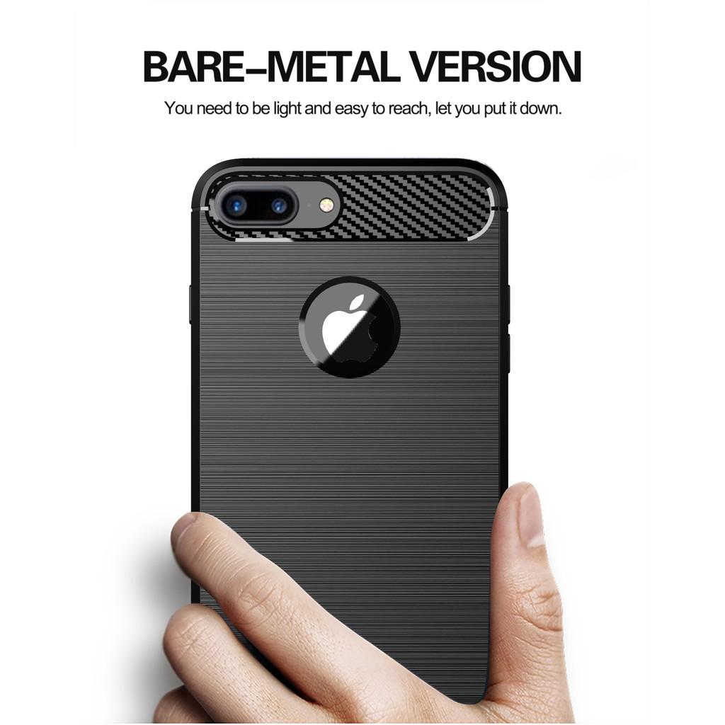 Ốp lưng cho iPhone 7 Plus 8 Plus dẻo Carbon phay xước chống sốc chống vân tay