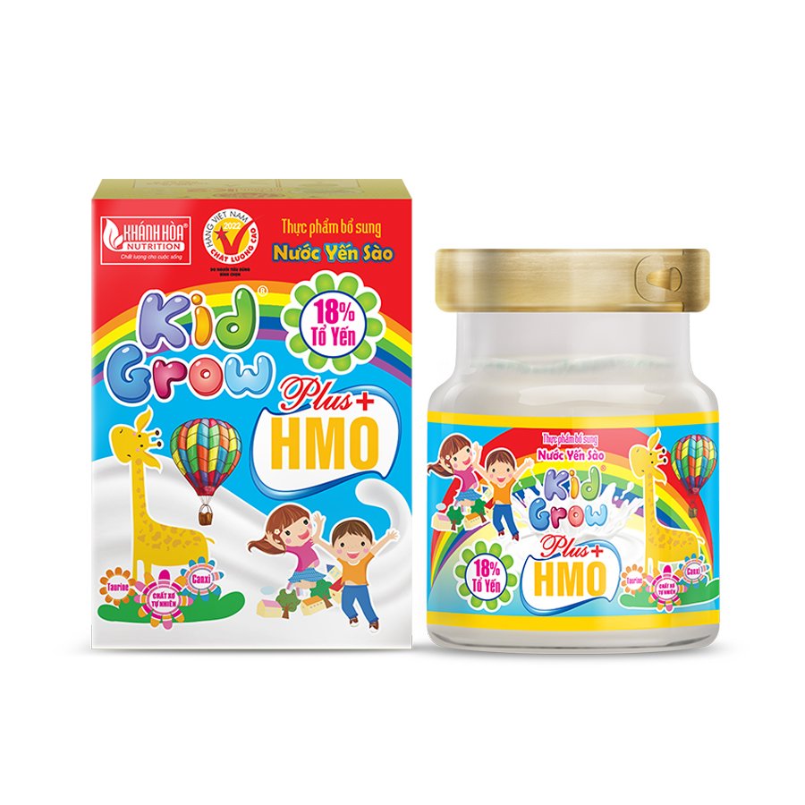 [CHO TRẺ EM] NƯỚC YẾN SÀO 18% TỔ YẾN KIDGROW BỔ SUNG HMO - KHÁNH HÒA NUTRITION - LỌ 70ML/HỘP 6 LỌ - THỰC PHẨM BỔ SUNG
