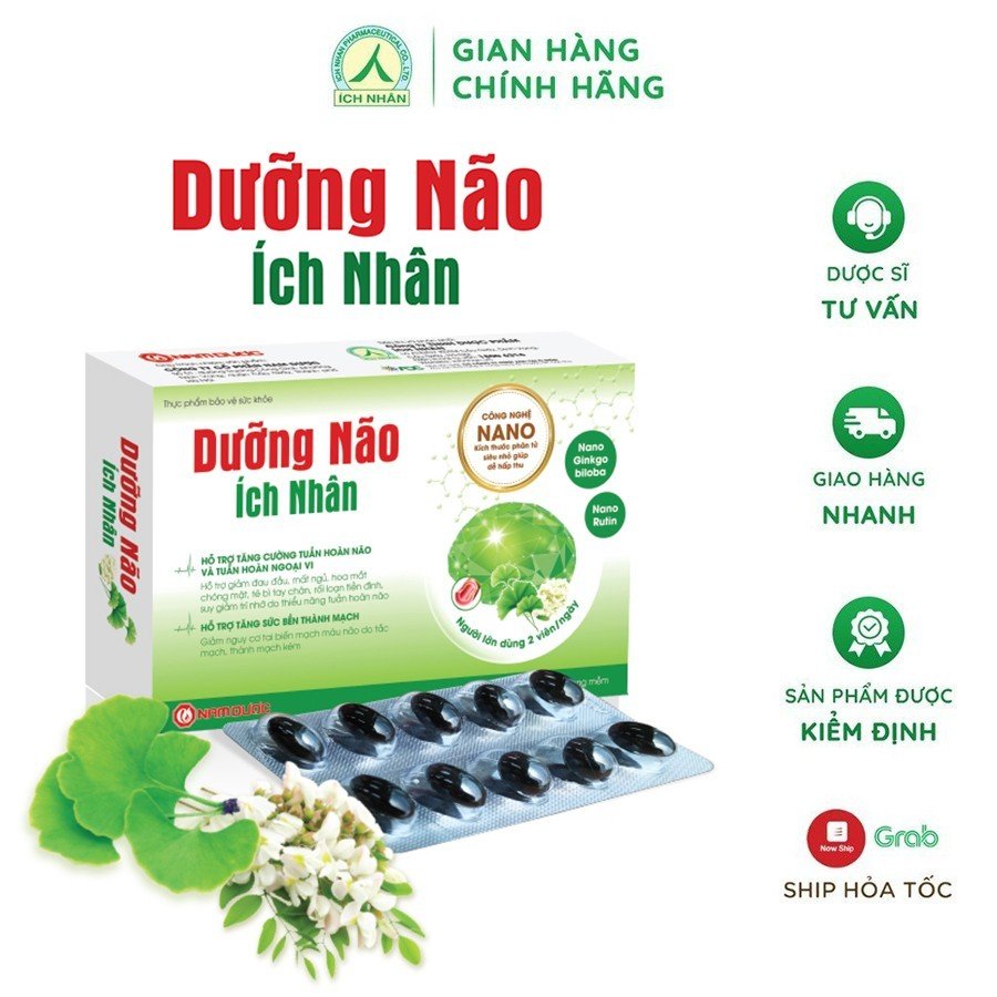 Viên uống Dưỡng Não Ích Nhân thế hệ mới tăng cường lưu thông máu, giảm mất ngủ, tăng tuần hoàn não, rối loạn tiền đình