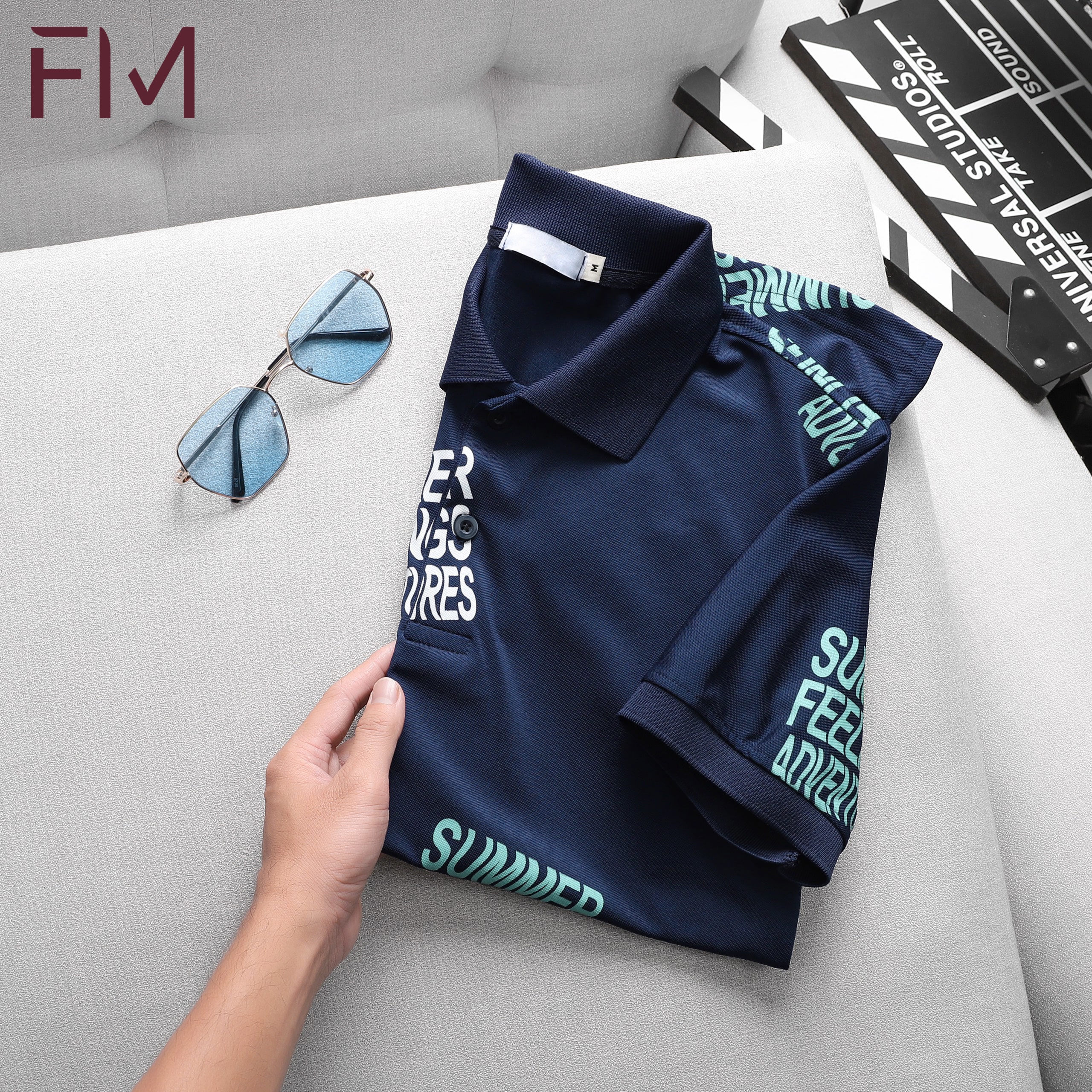 Áo thun cổ bẻ nam ngắn tay, thiết kế in chữ cao cấp, tránh bong tróc - FORMEN SHOP - FMPS192