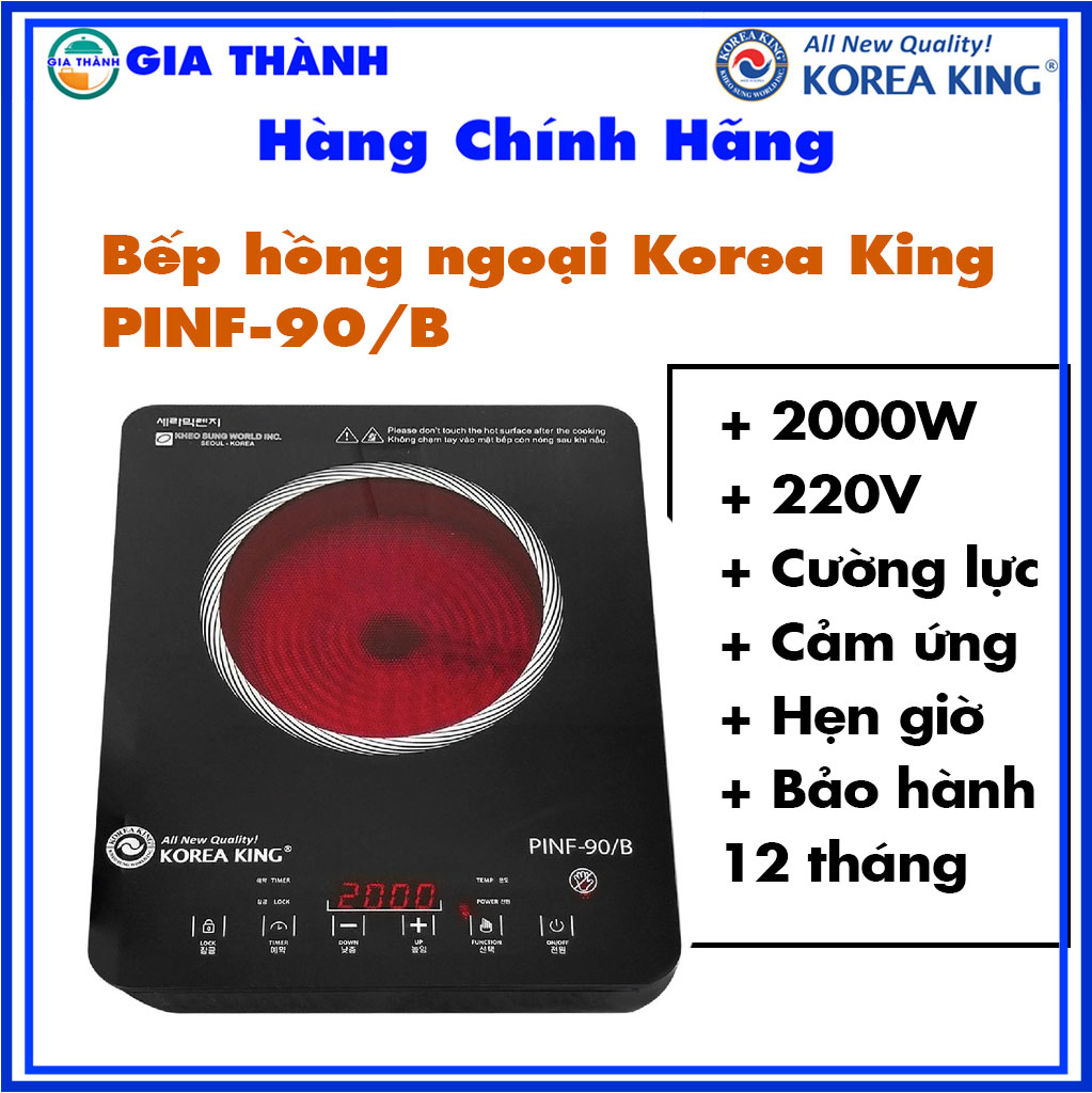 Bếp Hông ngoại đơn Công suất 2000W, Cảm ứng Cao cấp từ Korea King Hàn Quốc PINF-90/B, Mini tiện lợi - Tặng nồi nấu lẩu [Hàng chính hãng]