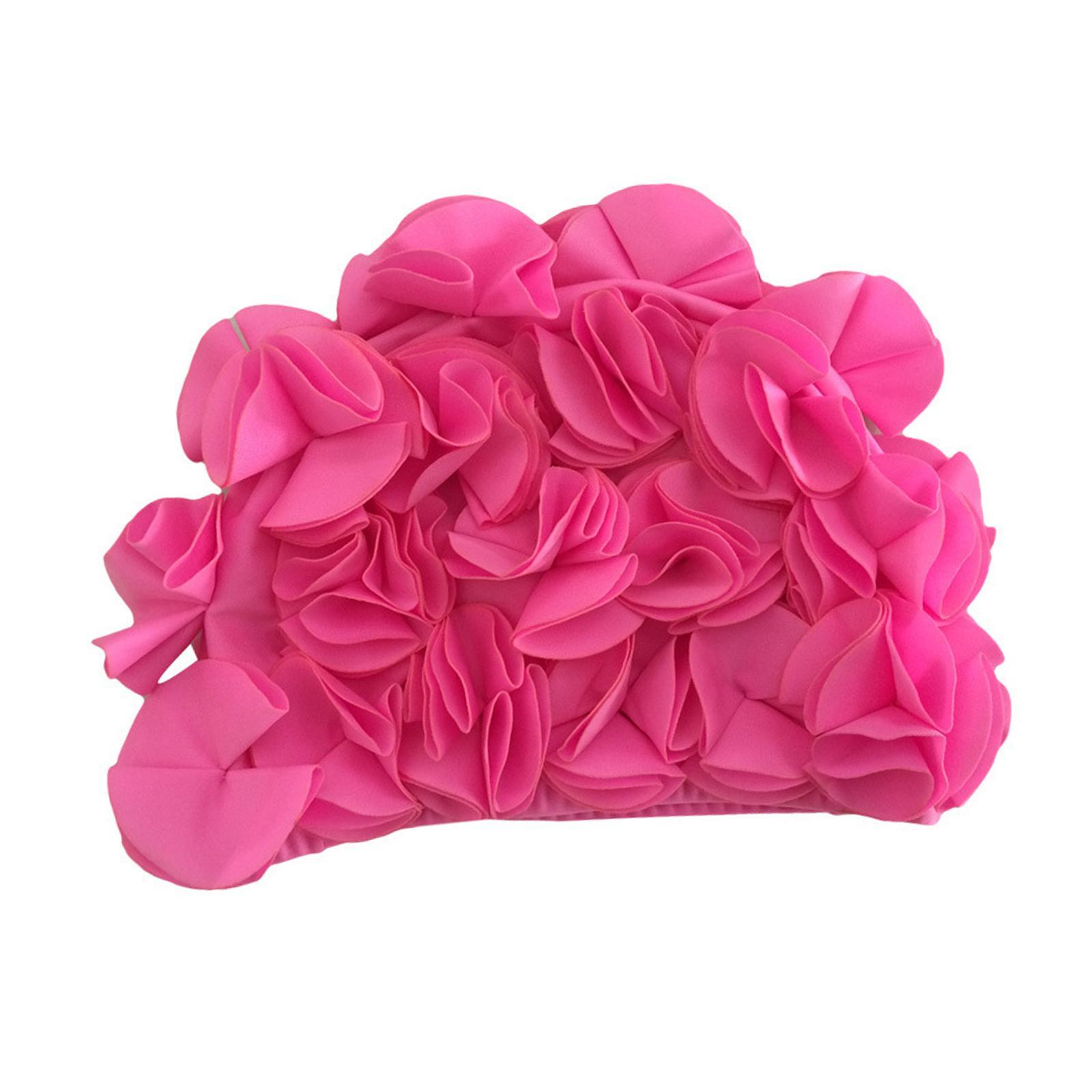 Swimming Hat Swim Hat Fashion Floral Petals Vacation Reusable Bathing Caps Swim Caps Swimming Cap for Girls Women Curls Long Short Hair