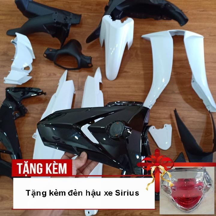 Dàn áo xe dành cho SIRIUS , nhựa ABS nguyên sinh cao cấp màu TRẮNG phanh cơ kèm Củ hậu xe Sirius