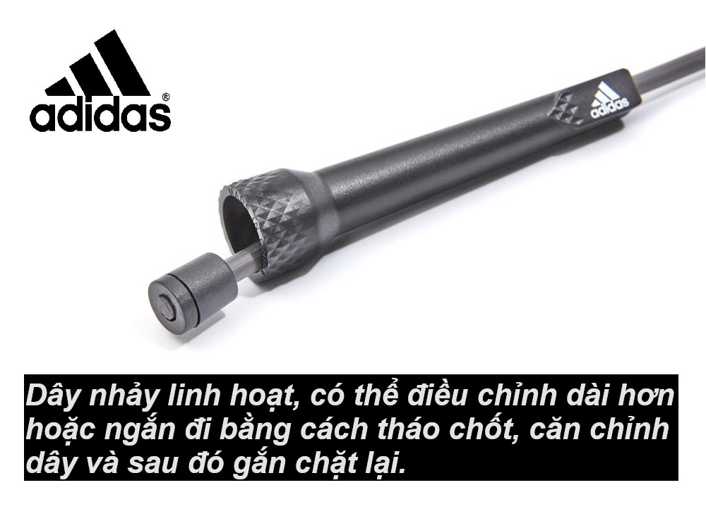 Dây Nhảy Chính Hãng ADIDAS ADRP-13011 Essential Skipping Rope - Tay Cầm Nhỏ, Có Thể Chỉnh Độ Dài Dây