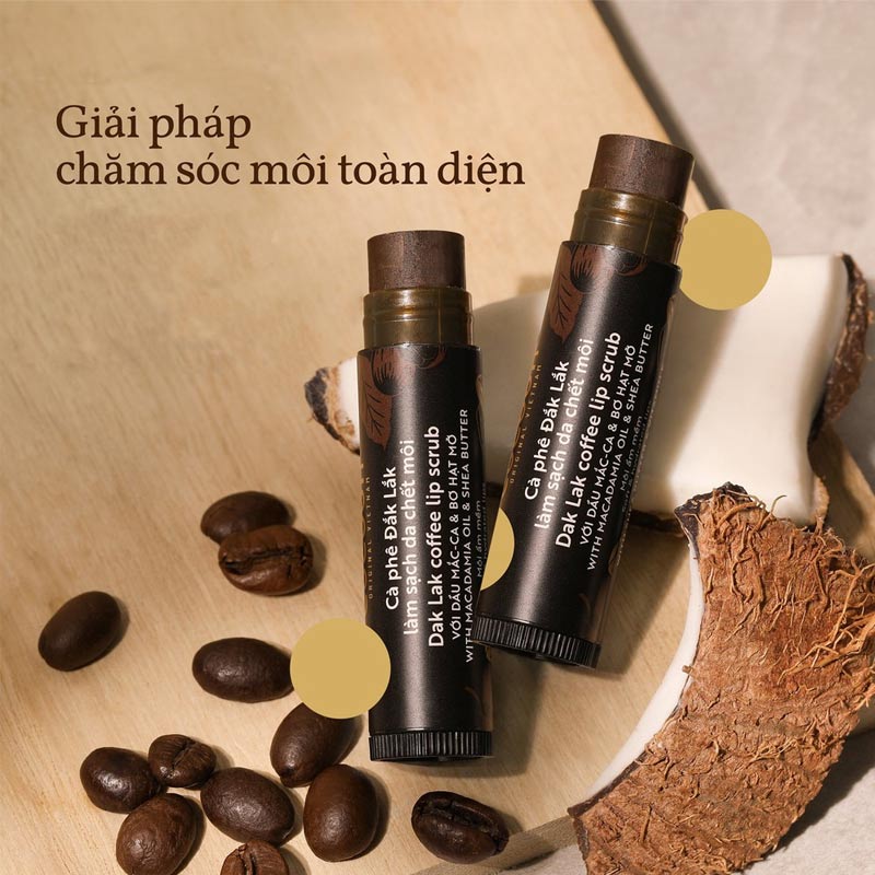 Tẩy da chết môi cà phê Đắk Lắk COCOON mềm môi hồng môi Dak Lak Coffee Lip Scrub COCN10 5g