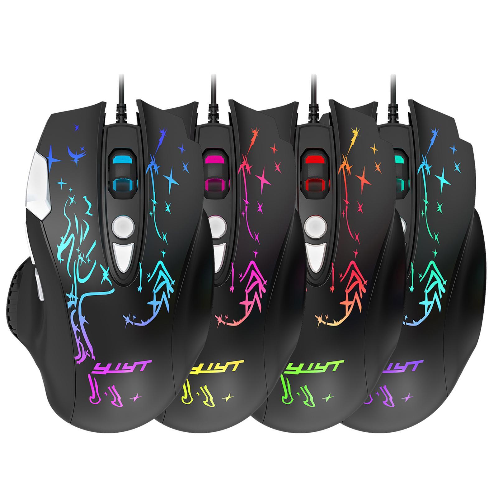 RGB Wired Gaming Mouse 6400 DPI Adjustable Optical Mice for Home Office