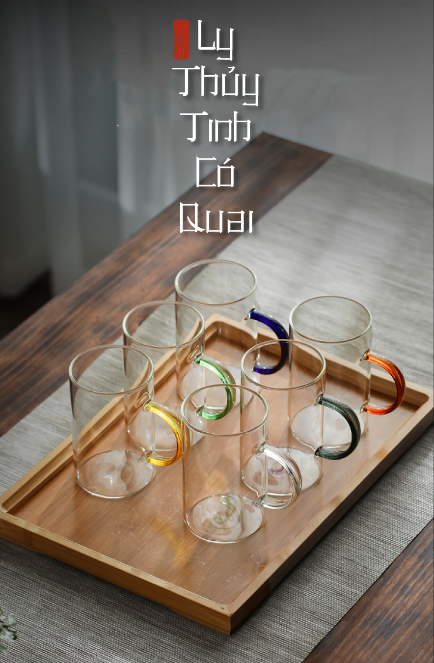Ly thủy tinh có quai chịu nhiệt giá rẻ, đun trực tiếp trên bếp điện, bếp hồng ngoại 450ml