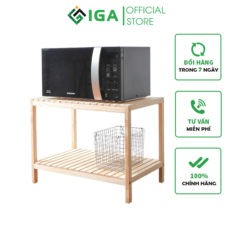 Kệ Lò Vi Sóng - Kệ Đa Năng Gỗ 2 Tầng Oven Rack 2F Thương Hiệu IGA - GN26