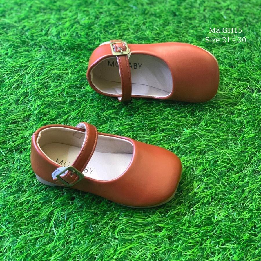 Giày búp bê giày bệt cho bé gái 1 - 5 tuổi da mềm màu đỏ đô duyên dáng phong cách Vintage dễ thương GH15