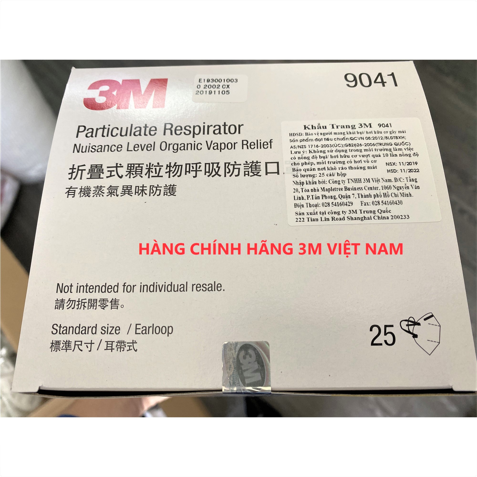 Khẩu trang than hoạt tính chống bụi, mùi hôi và kháng khuẩn 3M 9041