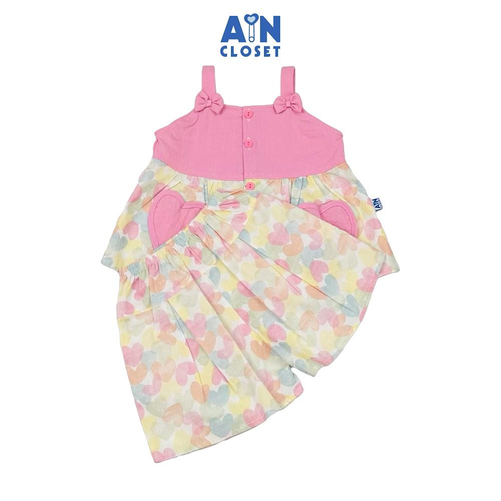Bộ quần áo Ngắn bé gái hoạ tiết Dây Tim Hồng Cotton - AICDBGP9ZWIS - AIN Closet