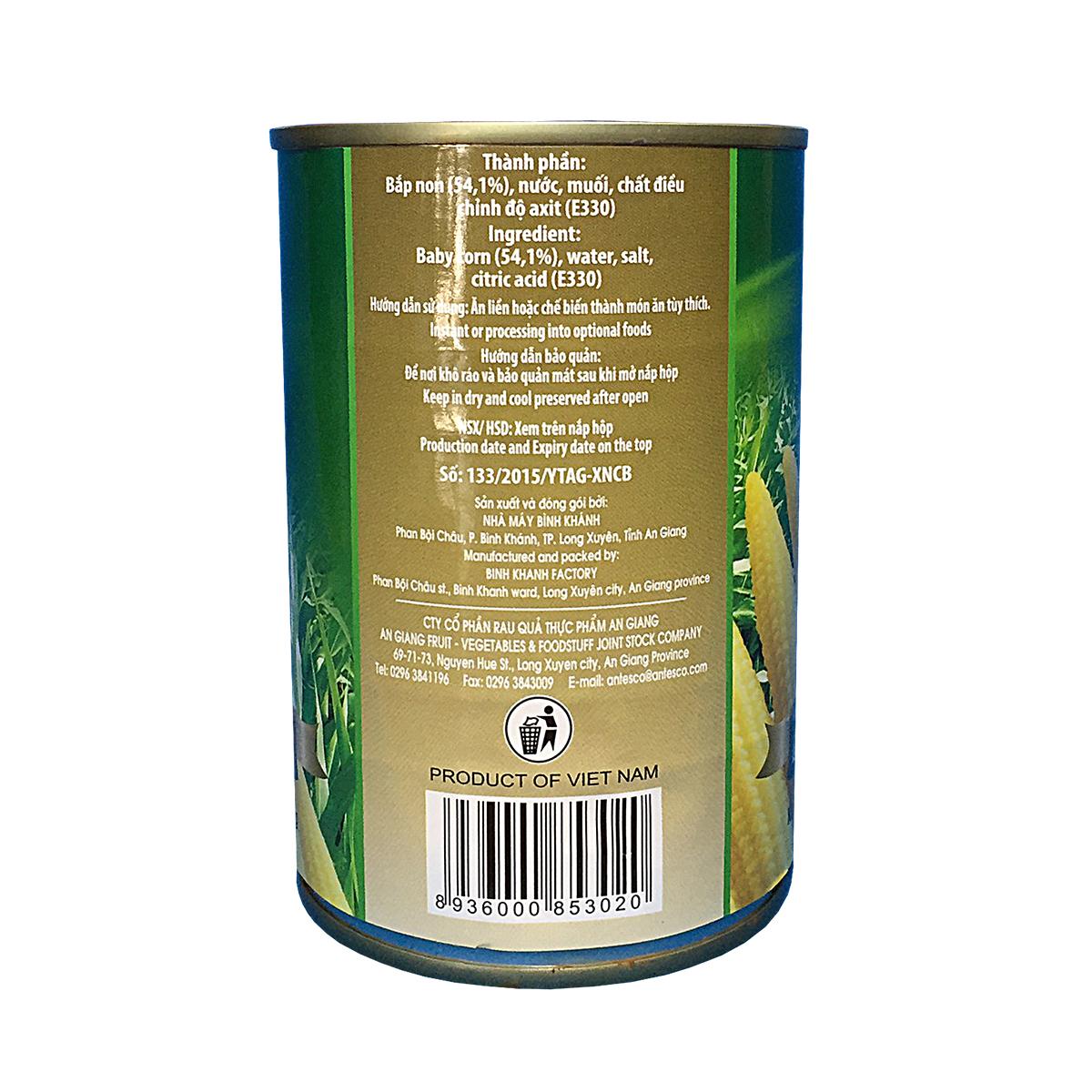 Bắp non đóng hộp - Bắp đóng lon - Thương hiệu Antesco