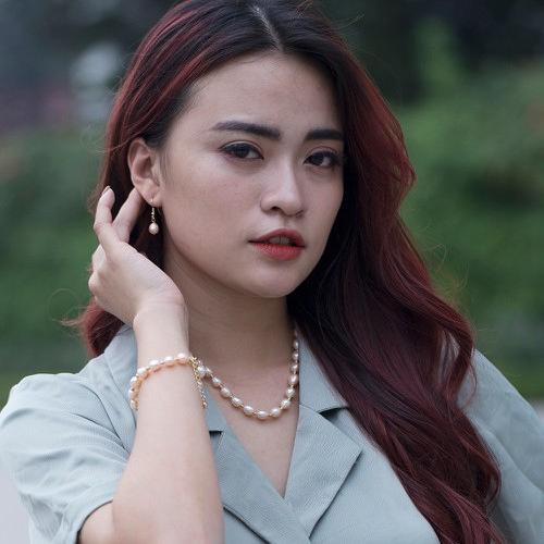 Bông tai ngọc trai sức sống mới - ngọc trai tự nhiên thật 100% - màu vàng hồng sang chảnh - dáng giọt nước siêu yêu