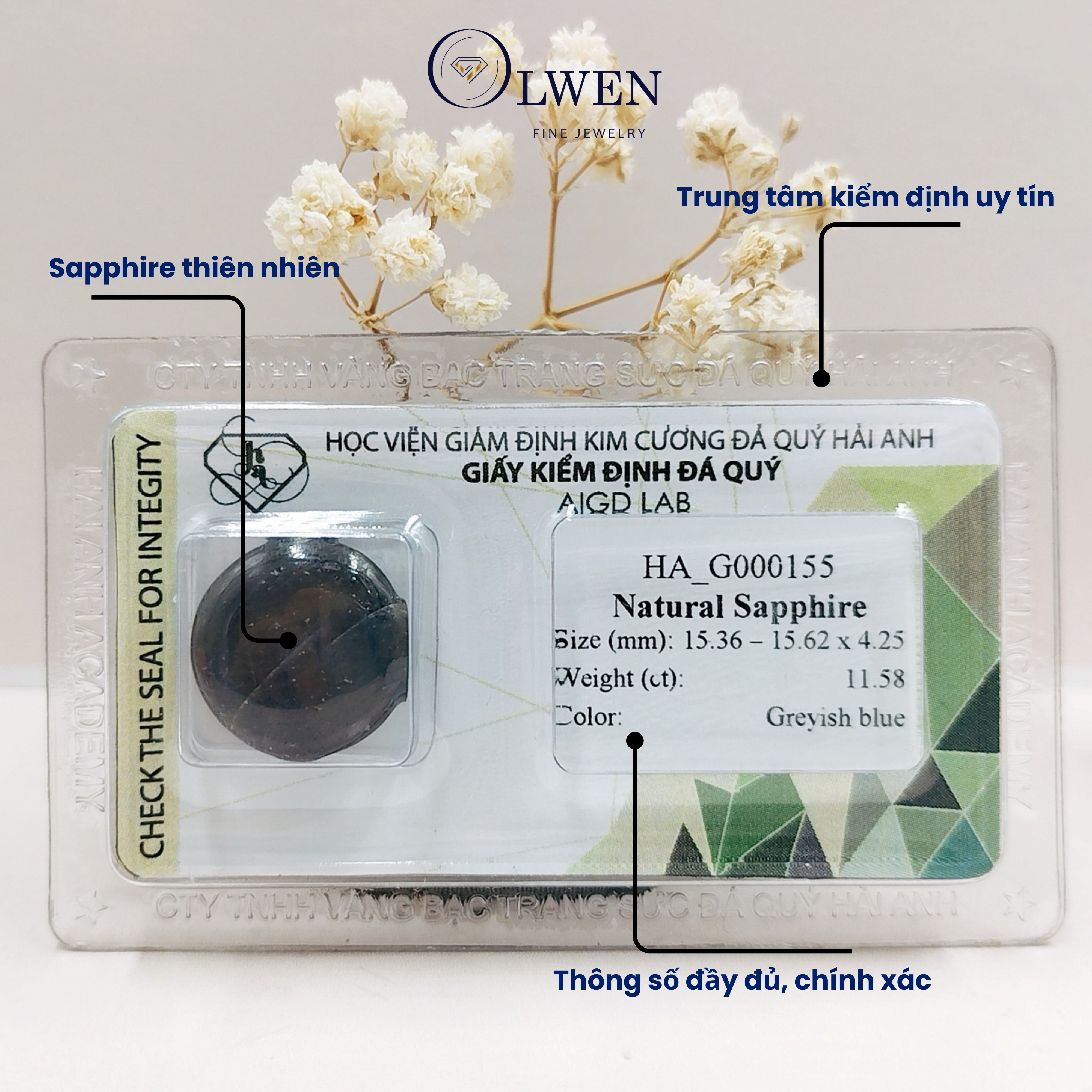 Viên đá Sapphire thiên nhiên HA-G000155