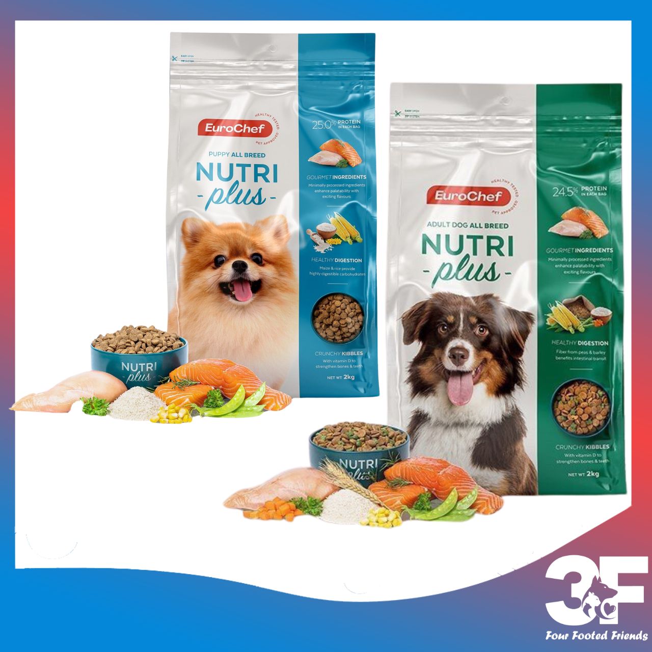 Hạt Eurochef Nutri Plus cho Chó Trưởng Thành, Chó Con nhập khẩu Châu Âu