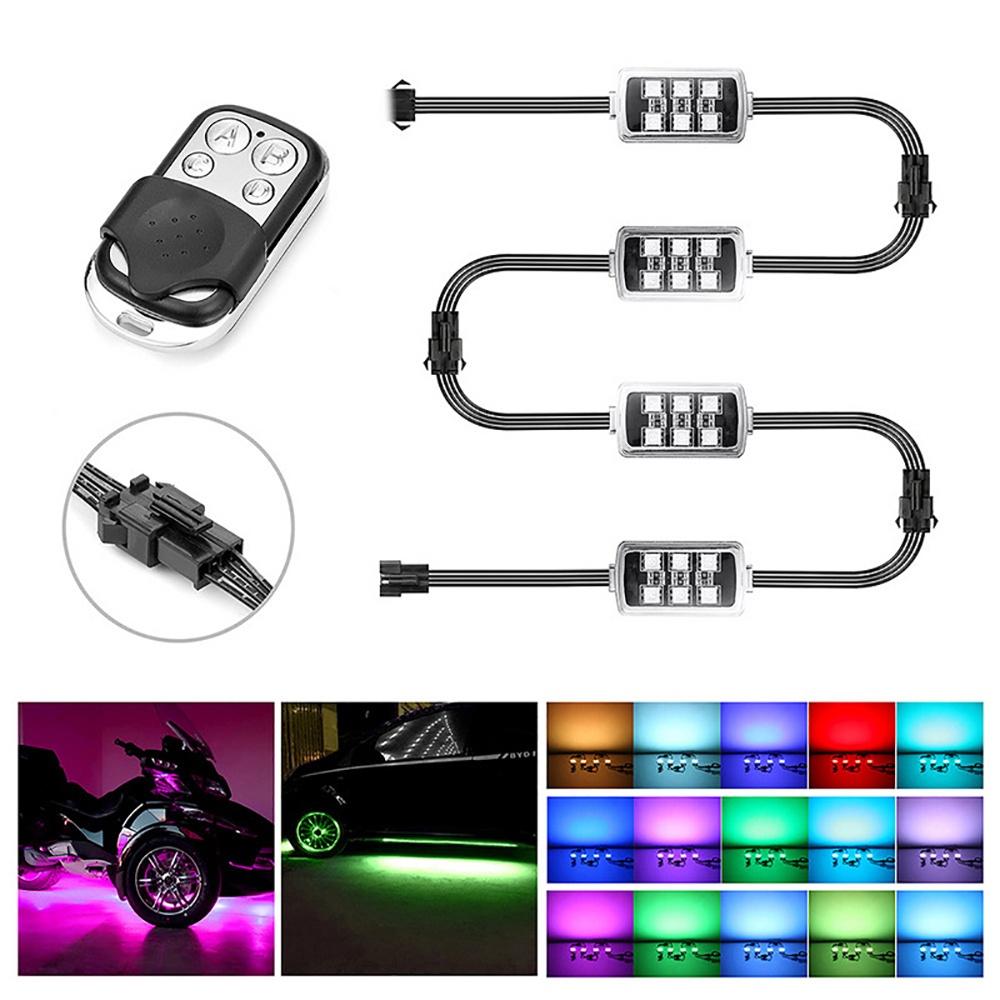 Dây đèn LED 6 RGB 36 bóng không dây trang trí đuôi xe mô tô thông minh điều khiển từ xa