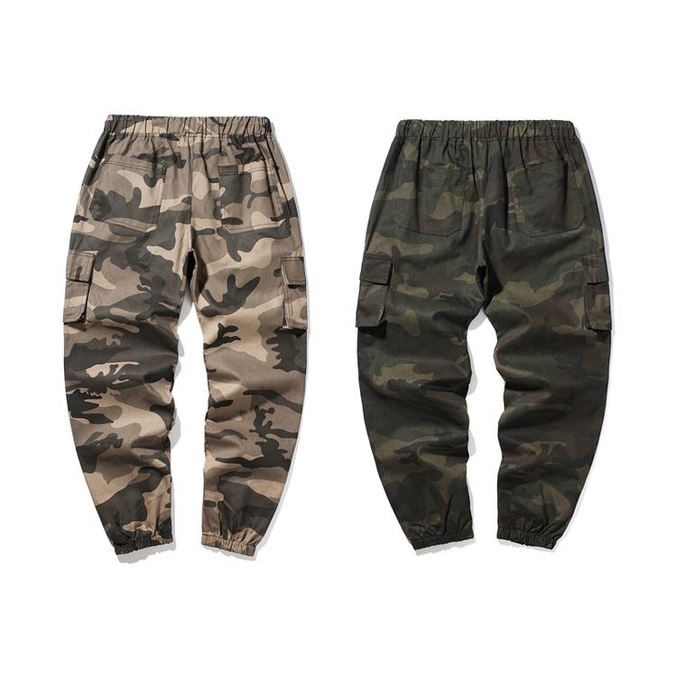 Quần Jogger Nam Dài Phối Họa Tiết Lính Chất Liệu Kaki