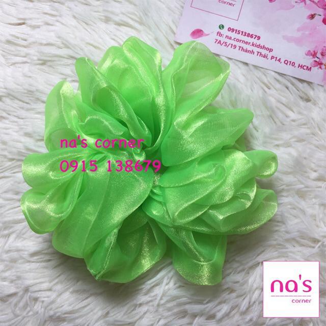 Scrunchies cột tóc voan kính trơn dày buộc tóc vải