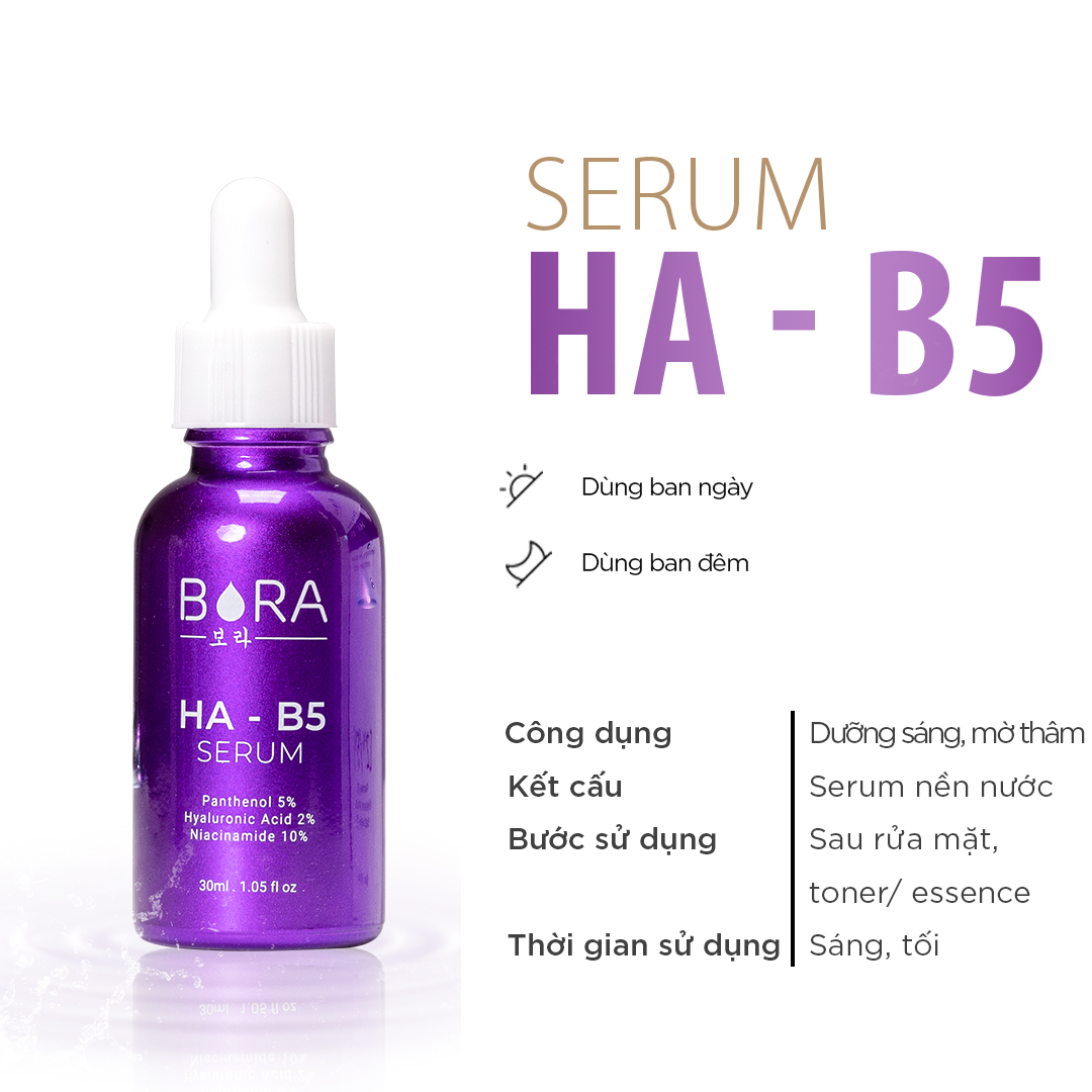 Tinh chất dưỡng ẩm nuôi dưỡng làn da trắng hồng Bora HA B5 Serum lọ 30ml