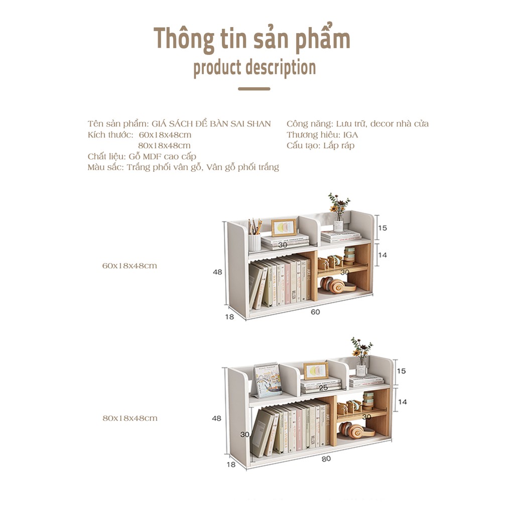 Gía Sách Để Bàn GAPI Phong Cách Bắc Âu Nhiều Ngăn Tiện Lợi- GP157