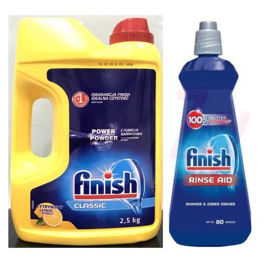 Combo muối rửa bát Finish 1,5kg+ Bột rửa bát Finish 2.5kg + bóng finsh 400ml + tặng 3 viên finish