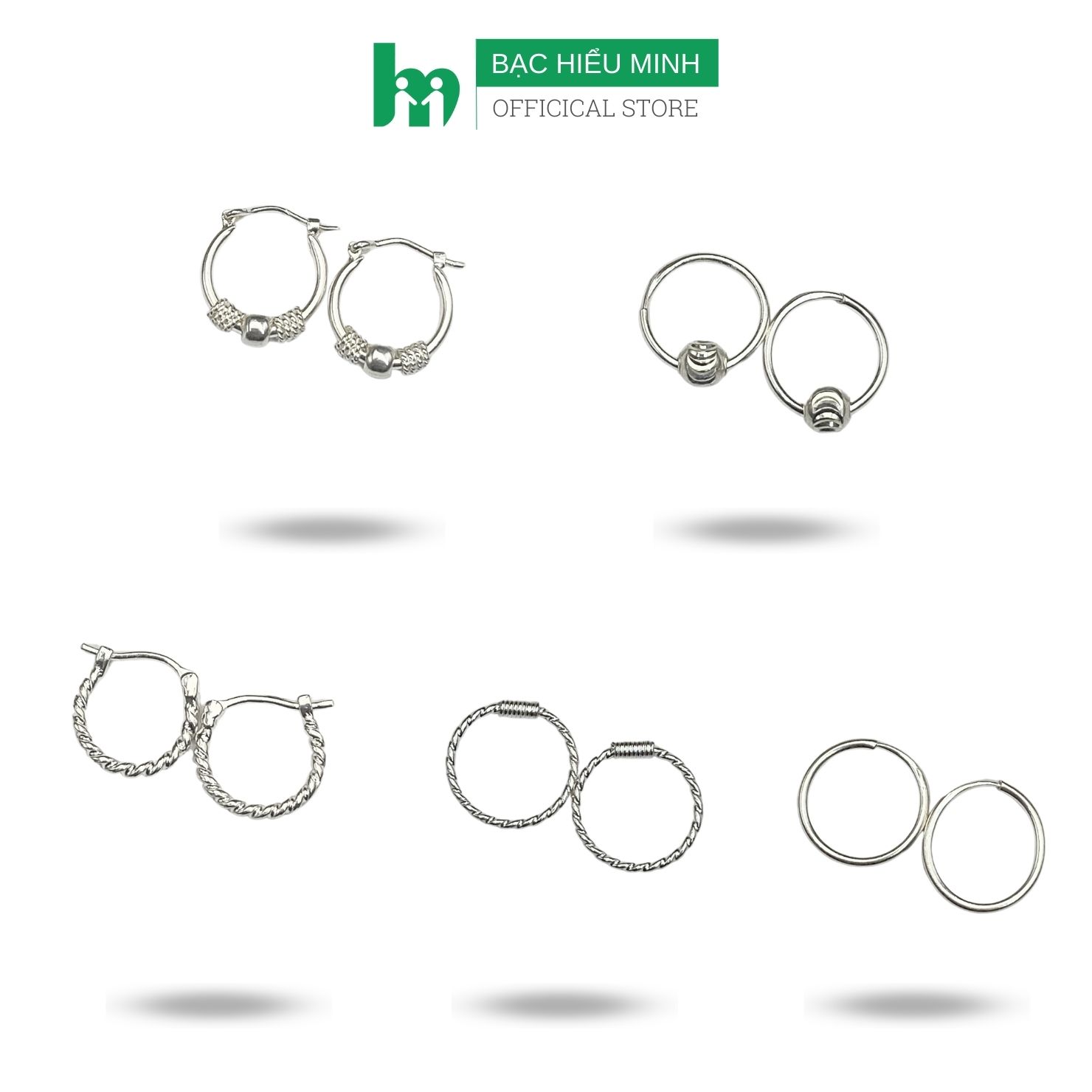 Khuyên Tai Bạc Tròn Chính Hãng Bạc Hiểu Minh HT387