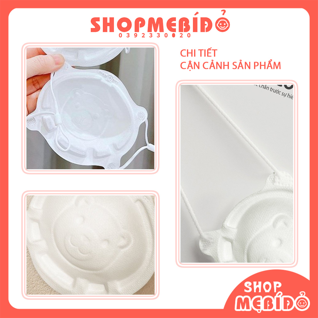 Set 3 chiếc Khẩu trang 3D hình gấu cho bé sơ sinh từ 0-3 tuổi