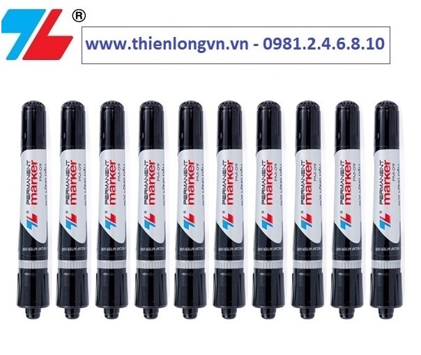 Hộp 10 cây bút lông dầu Thiên Long; PM-09 mực đen