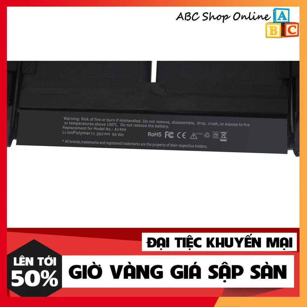 Pin Dùng Cho Laptop Macbook Pro 15&quot; A1398 A1417 A1494 ME293 ME294 MC975 MC976 ME664 ME665 Retina 2012, 2013