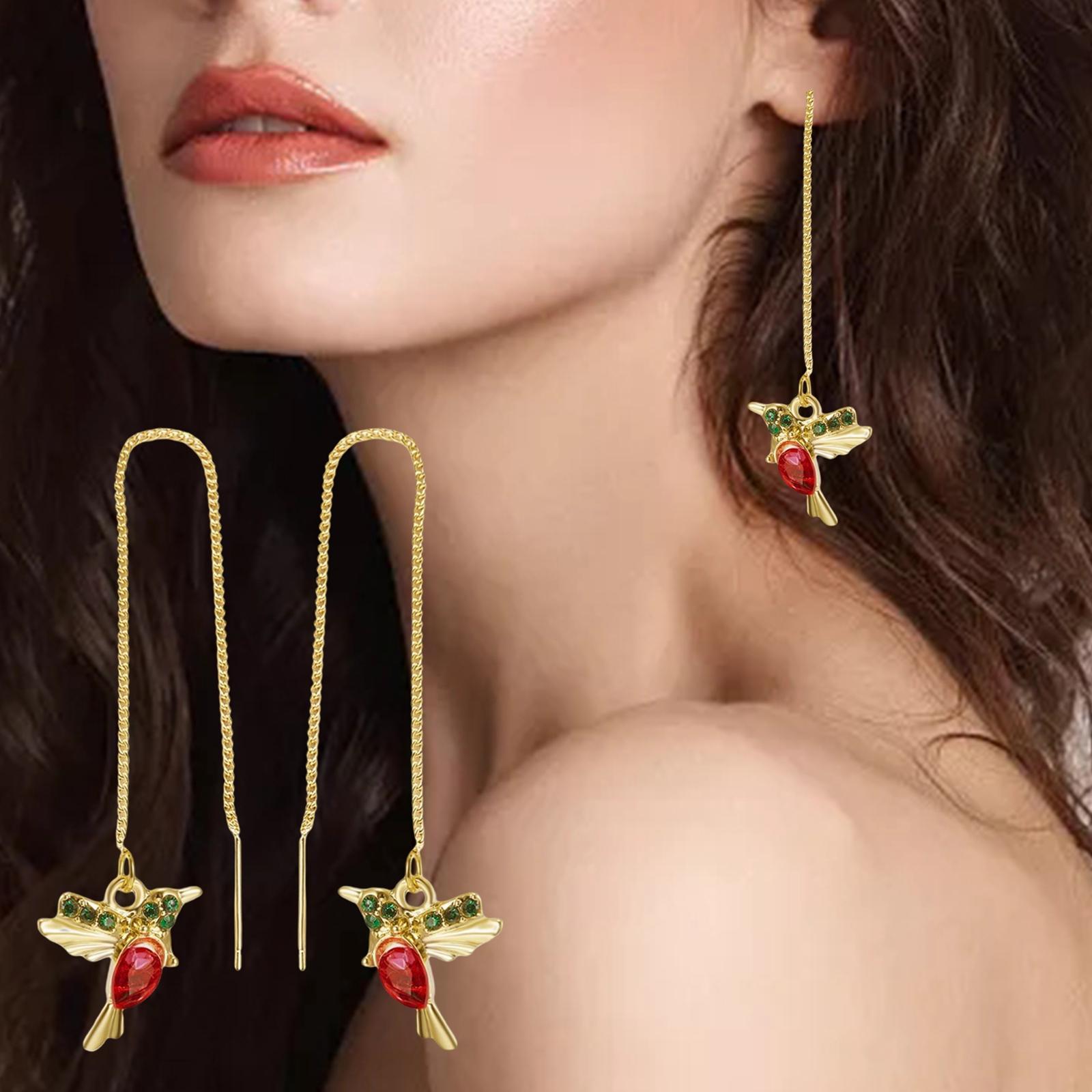 Stylish Earrings Stud Earring Long Pendant Earrings with Zircon Earrings for