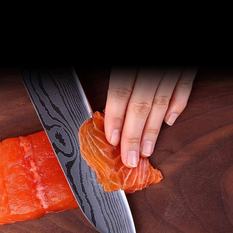 DAO - DAO BẾP NHẬT BẢN SANTOKU THÉP DAMASCUS MÃ A1 DT116 nt topcomshop vn