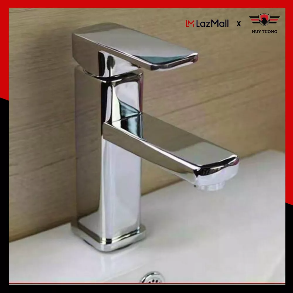 Vòi nước lavabo vòi rửa mặt nóng lạnh inox 304 hiện đại, vòi bồn rửa mặt chống văng nước mẫu vuông kèm dây cấp nóng lạnh cao cấp - Huy Tưởng