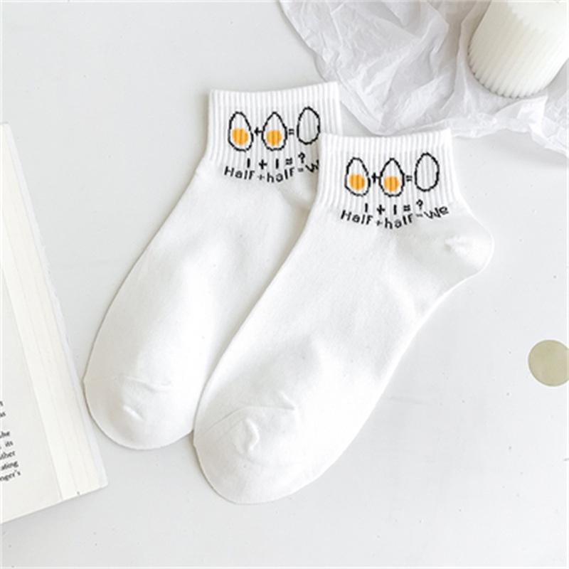 Tất Vớ Cổ Ngắn Nam Nữ Tone Trắng Họa Tiết Gà Xinh Vải Cotton