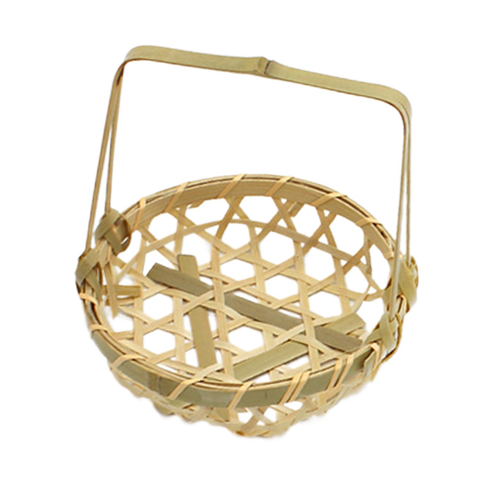 Woven Basket Bamboo Basket Flower Storage Basket Handwoven Flower Holder Decor Farmhouse Basket Storage Basket for Home Bedroom Party Picnic