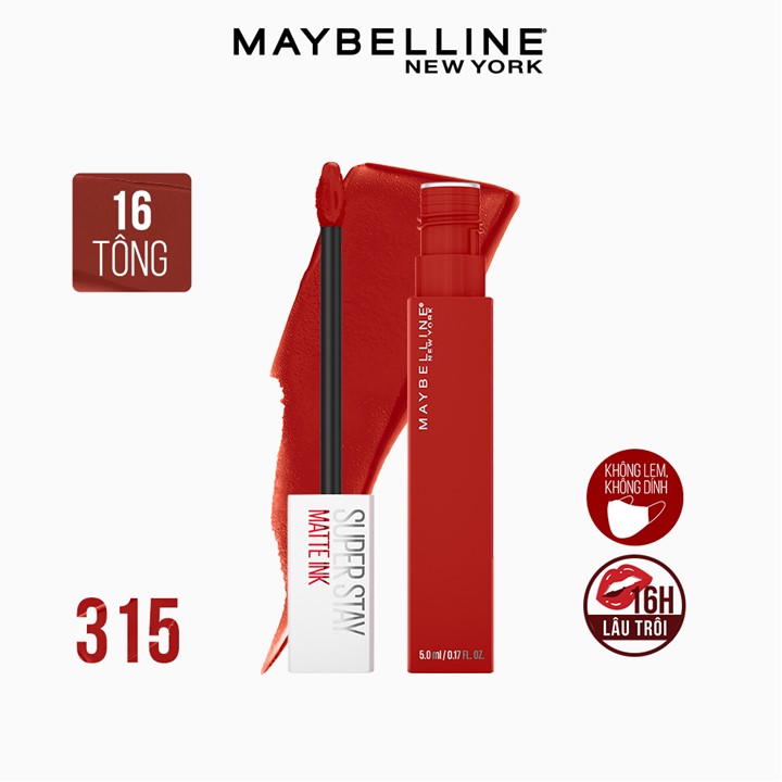 Son Kem Lì 16h Lâu Trôi Maybelline New York Super Stay Matte Ink Lipstick 5ml 315 Extraordinary Đỏ Đất