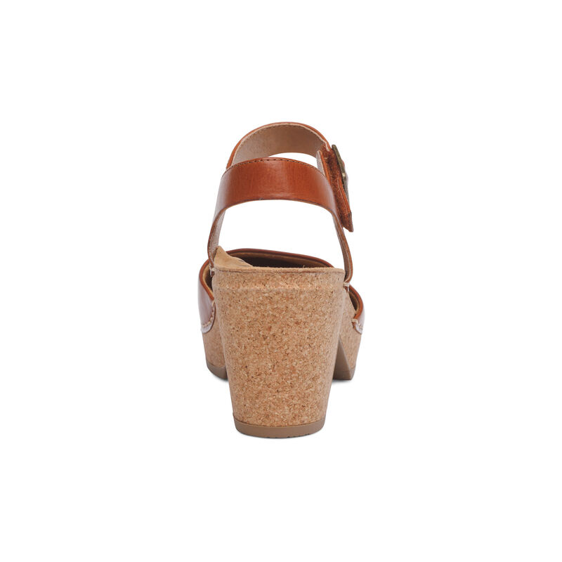 Sandal cao gót sức khỏe nữ Aetrex Finley Cognac - giày cao gót bít mũi đệm da mềm