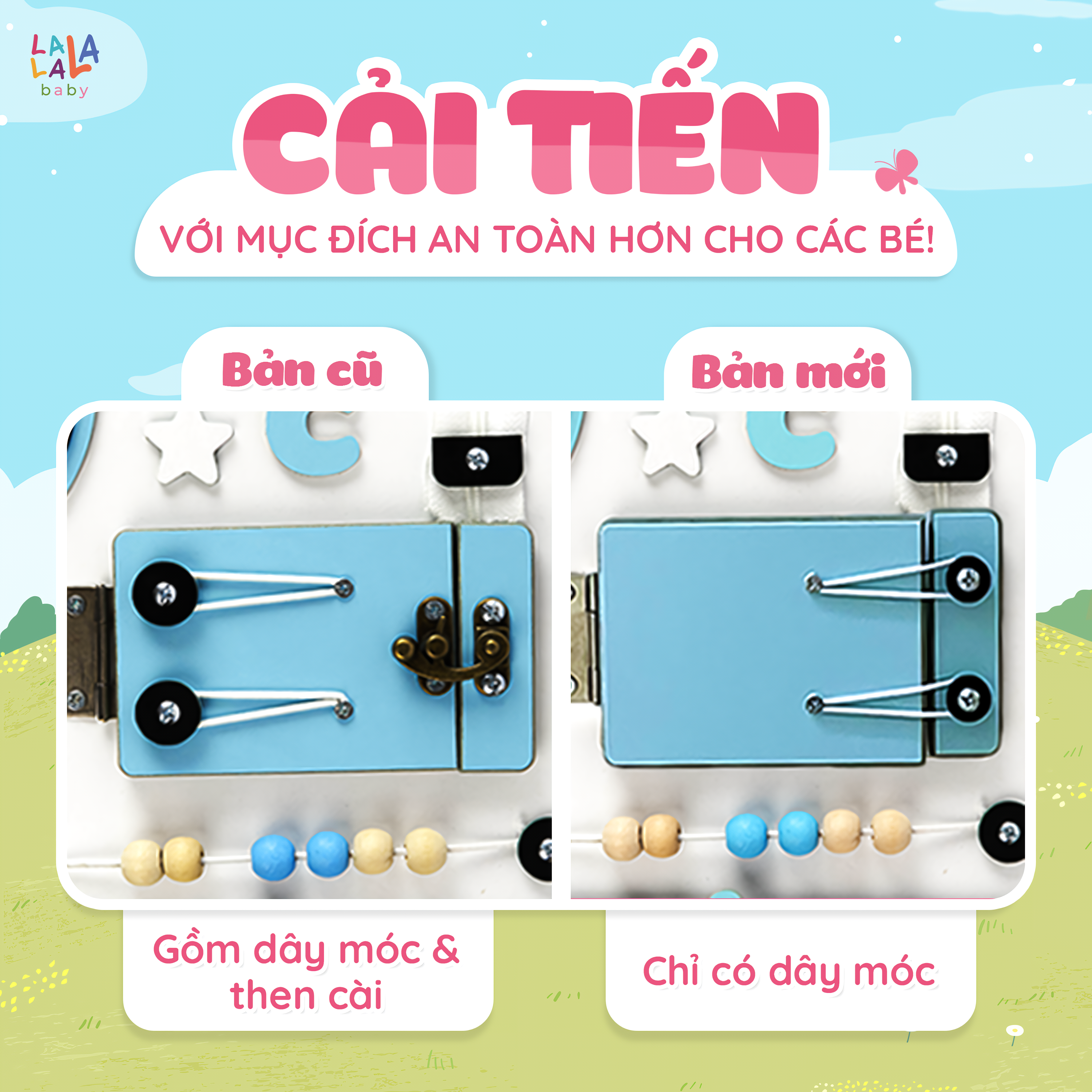 Bảng bận rộn Busy board MỚI 2024 rèn luyện vận động tinh Lalala baby, kích thước 40x50x5cm. CÓ BẢO HÀNH, LỖI 1 ĐỔI 1