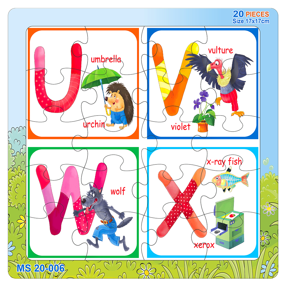 07 bộ tranh xếp hình 20 mảnh size 17x17cm – đồ chơi trí tuệ cho bé từ 2 tuổi – Combo The Alphabet