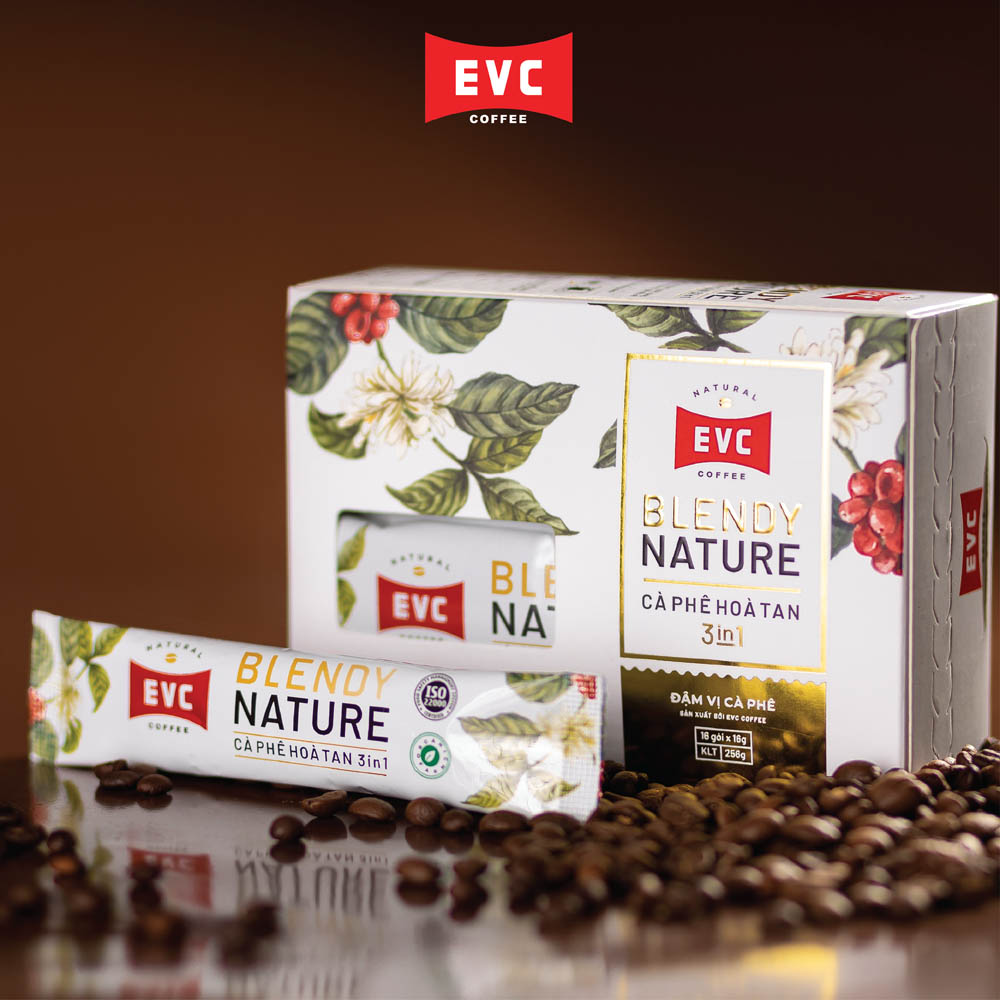 Cà phê hòa tan 3in1 - EVC Blendy Nature - Gấp đôi vị cà phê (12 gói x 16 gram)